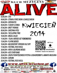 Koncerty w Klubie Alive Wrocaw - kwiecie 2014 