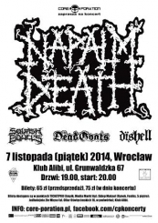 NAPALM DEATH, Squash Bowels, The Dead Goats, Dishell - Alibi Wrocaw